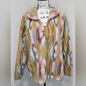 Eddie Bauer 1/4 Zip Women’s Sherpa Pullover Southwestern Multi Color Print Sz XL